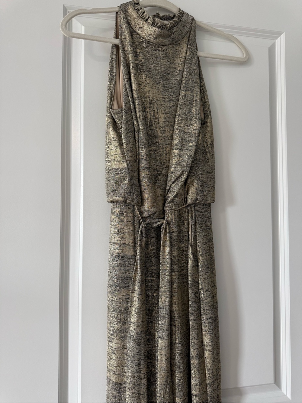 Vince Camuto Metallic Gold and Black Maxi Jumpsuit